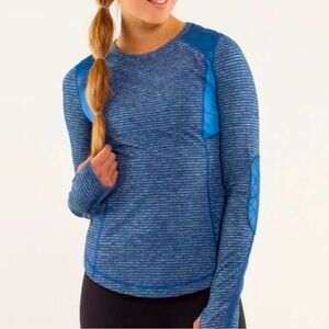Lululemon Run Ice Queen Striped Quilted Elbow Patch Top -Size 2